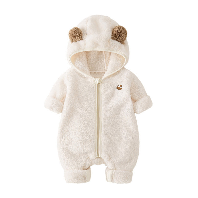 Baby Jumpsuit Double-sided Velvet Warm Hooded - Baby Jumpsuit Double-Sided Velvet Warm Hooded