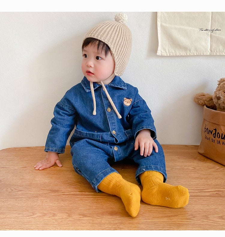 Baby Jumpsuit Thin Long Sleeve Denim Romper - Baby Jumpsuit Long Sleeve Denim Romper for Kids