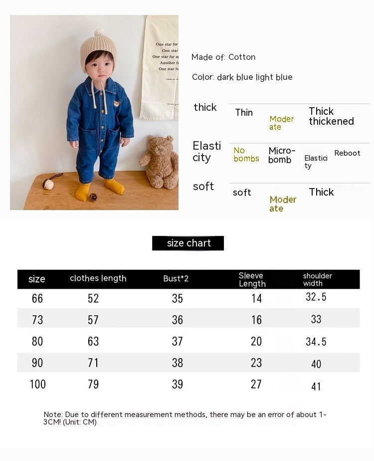 Baby Jumpsuit Thin Long Sleeve Denim Romper - Baby Jumpsuit Long Sleeve Denim Romper for Kids