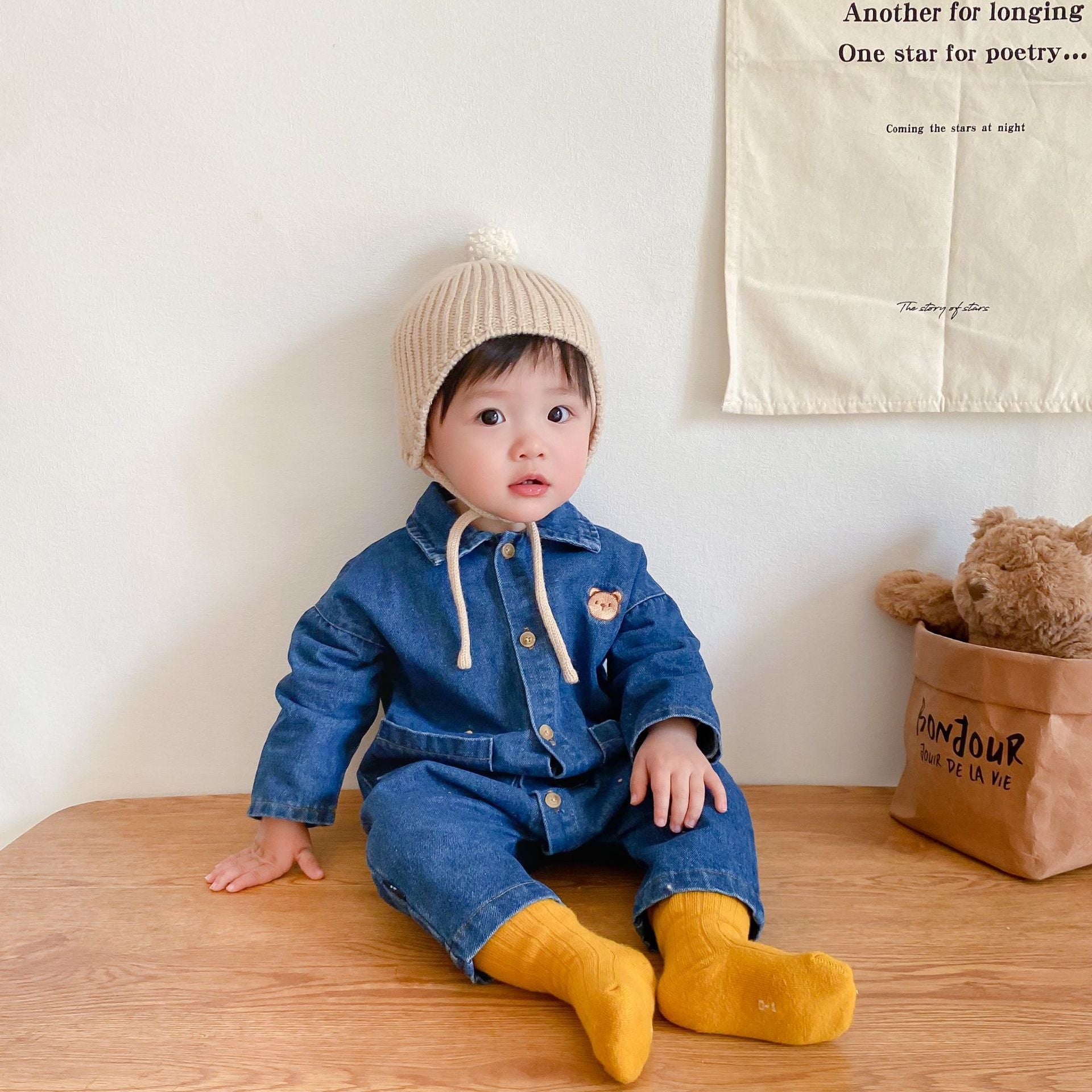 Baby Jumpsuit Thin Long Sleeve Denim Romper - Baby Jumpsuit Long Sleeve Denim Romper for Kids