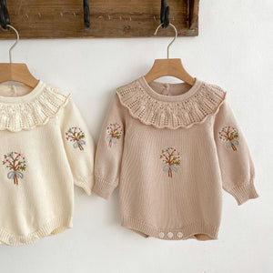 Long Sleeve Triangle Jumpsuit for Women with Cotton Embroidery in United States - Snuggle Up Lotus Collar united states