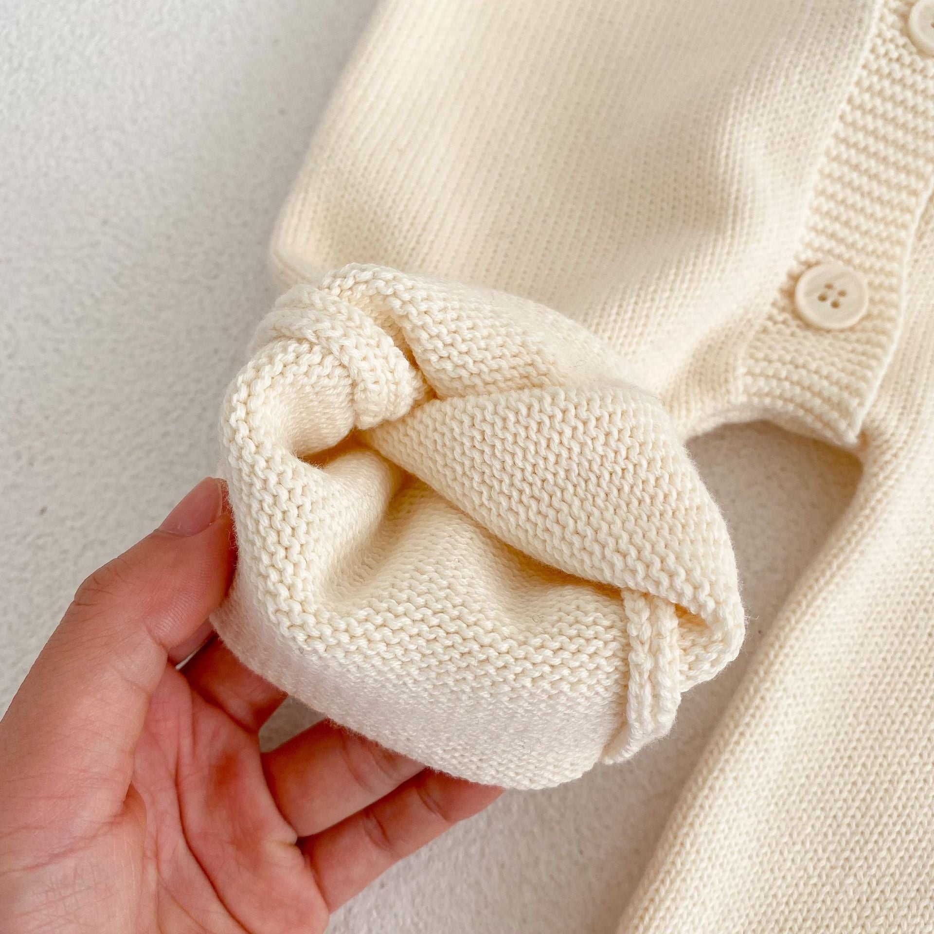 Baby Knitted Wool Ball Spring Newborn Solid Color Jumpsuit - Snug as a Bug in a Baby Knitted Wool Jumpsuit