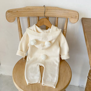 Baby Knitted Wool Ball Spring Newborn Solid Color Jumpsuit - Snug as a Bug in a Baby Knitted Wool Jumpsuit