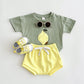 Baby Lemon Patch Short Sleeve Suit - Tiny Fashionista in a Baby Lemon Suit Adventure