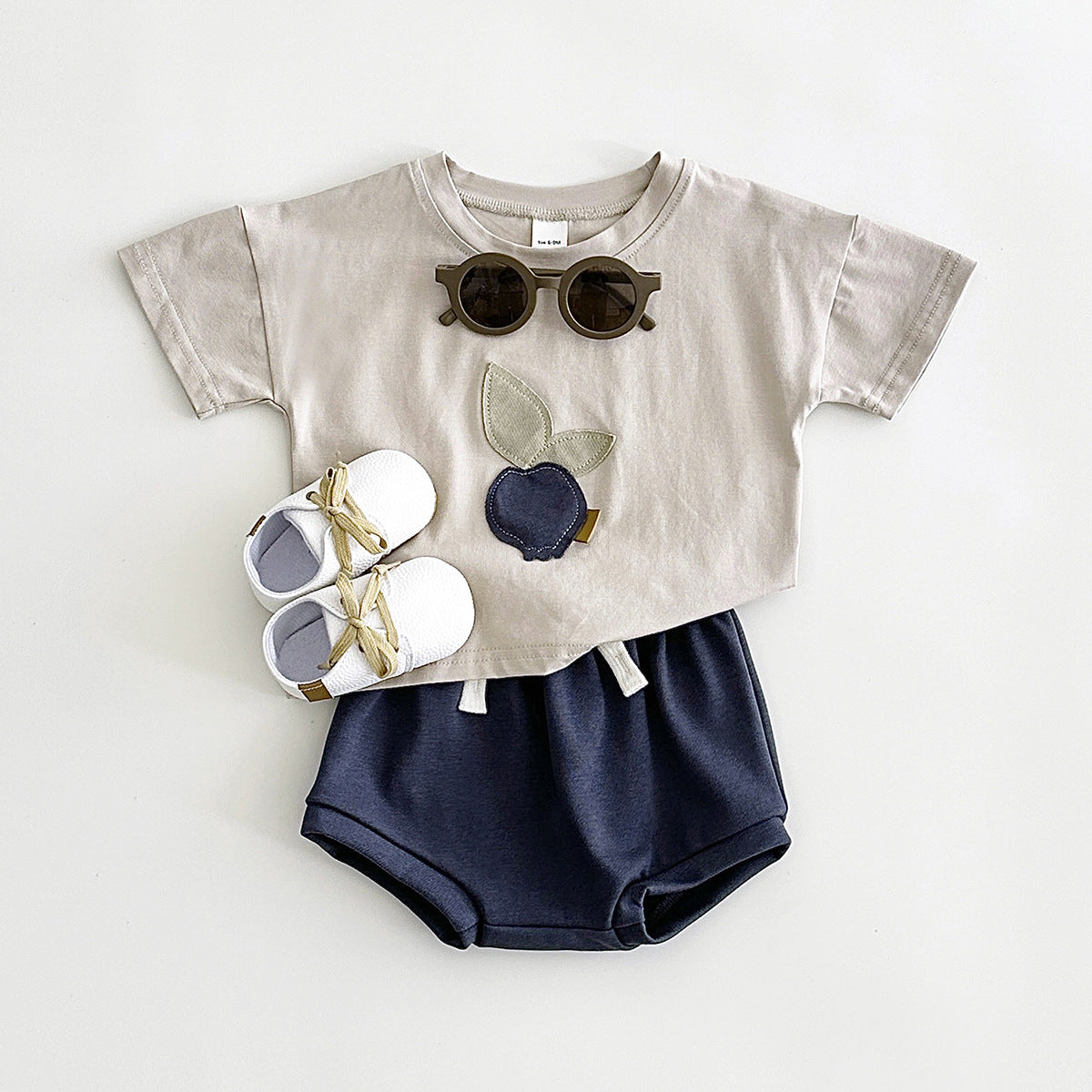 Baby Lemon Patch Short Sleeve Suit - Tiny Fashionista in a Baby Lemon Suit Adventure