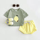 Baby Lemon Patch Short Sleeve Suit - Tiny Fashionista in a Baby Lemon Suit Adventure