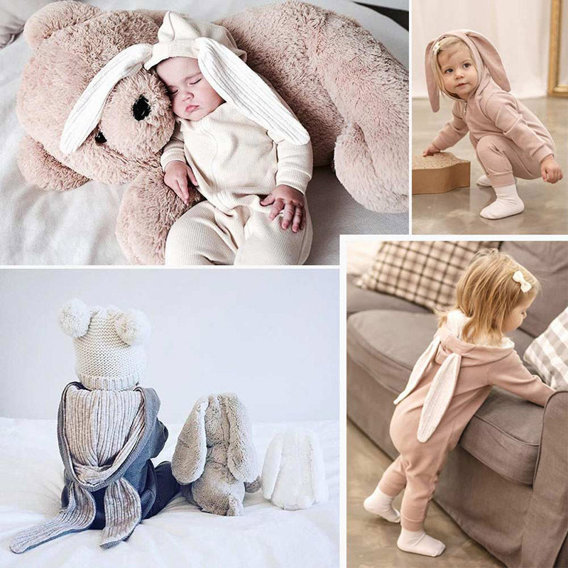 Baby Long Sleeve Rabbit Ear Zipper Jumpsuit - Long Sleeve One-Piece Suit for Hoppy Little Bunnies