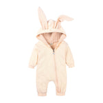 Baby Long Sleeve Rabbit Ear Zipper Jumpsuit - Long Sleeve One-Piece Suit for Hoppy Little Bunnies