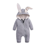 Baby Long Sleeve Rabbit Ear Zipper Jumpsuit - Long Sleeve One-Piece Suit for Hoppy Little Bunnies