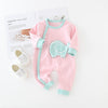 Baby one-piece romper cotton baby - Pink baby elephant