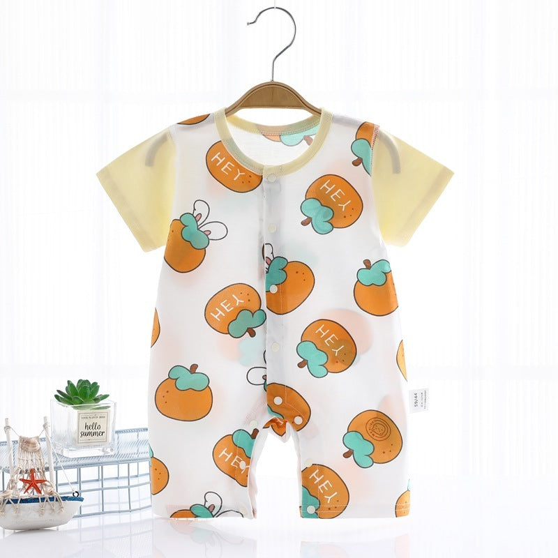 Baby One-piece Summer Thin Baby Short Sleeve Jumpsuit Pure Cotton - Baby One-piece Jumpsuit for Tiny Summer Shenanigans