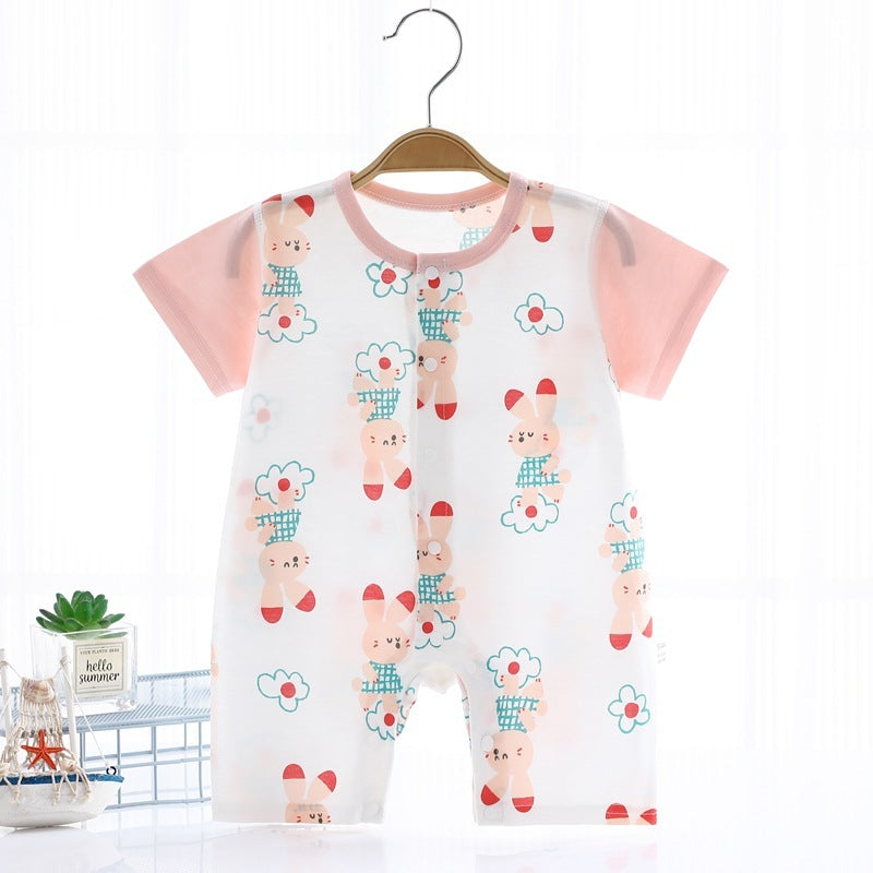 Baby One-piece Summer Thin Baby Short Sleeve Jumpsuit Pure Cotton - Baby One-piece Jumpsuit for Tiny Summer Shenanigans