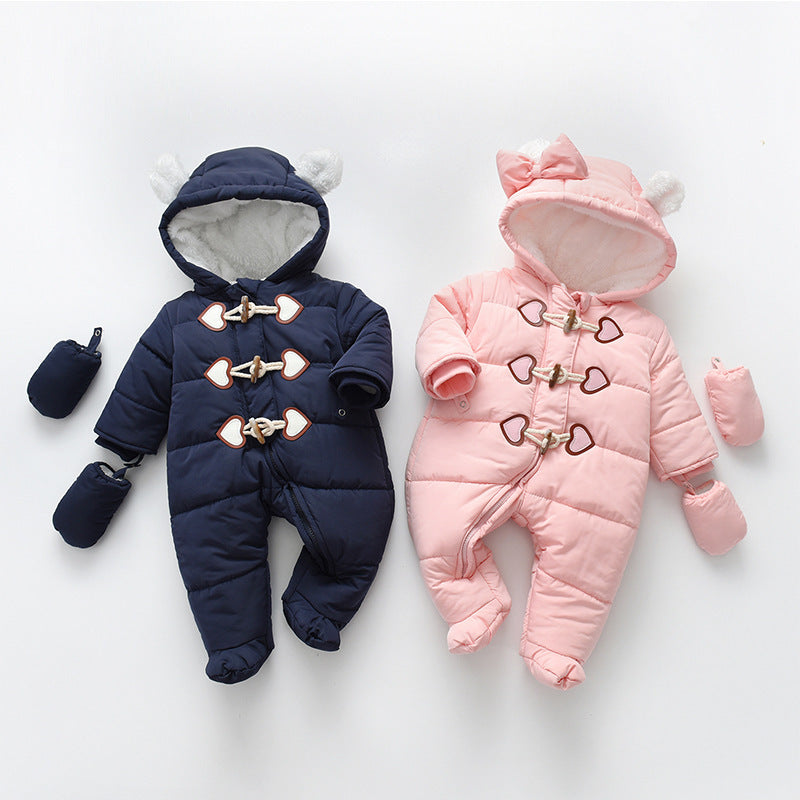 Baby Onesie Horn Buckle Hayi Baby Crawling Suit Clothes - Hayi Baby Crawling Suit with Horn Buckle and Foot Cover