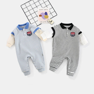 Baby Onesies Striped Male Baby Newborn Clothes Baby Autumn Clothes - Cuddle Up in Style with Striped Baby Onesies