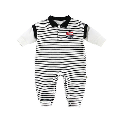 Baby Onesies Striped Male Baby Newborn Clothes Baby Autumn Clothes - Cuddle Up in Style with Striped Baby Onesies