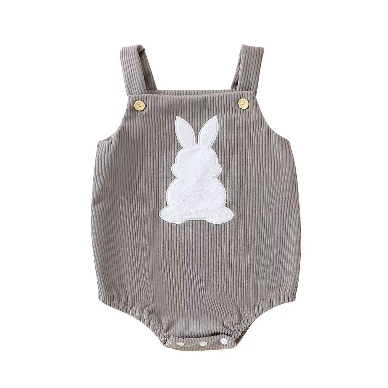 Baby Rabbit Embroidered Two-tone Sling Triangle Rompers - Baby Rabbit Two-tone Sling Triangle Rompers