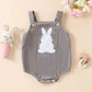 Baby Rabbit Embroidered Two-tone Sling Triangle Rompers - Baby Rabbit Two-tone Sling Triangle Rompers