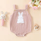 Baby Rabbit Embroidered Two-tone Sling Triangle Rompers - Baby Rabbit Two-tone Sling Triangle Rompers