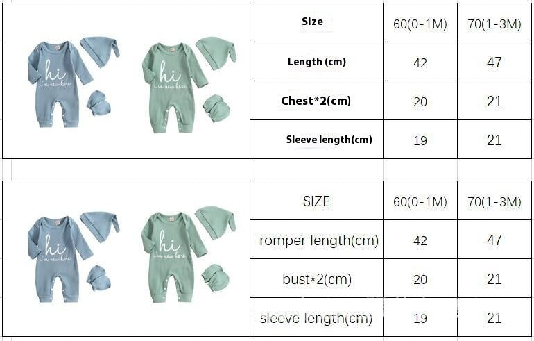 Baby Romper Hat Anti-grasping Gloves Three-piece Set - Baby Romper Hat and No-Grasping Gloves Set Fun