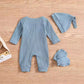 Baby Romper Hat Anti-grasping Gloves Three-piece Set - Baby Romper Hat and No-Grasping Gloves Set Fun