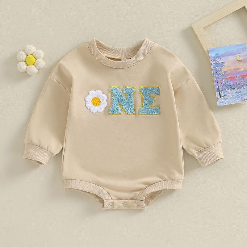 Baby Rompers Letters Golden Edge Embroidery - Baby Rompers with Bling for Tiny Trendsetters