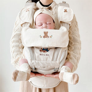 Baby Shoulder Strap And Waist Stool Protective Cover - Snuggle Up with Our Checked Cotton Bear Cover