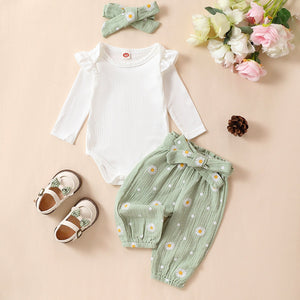 Baby Simple And Versatile Bow Three Piece Set - Bowtiful Baby Set for Every Season and Occasion