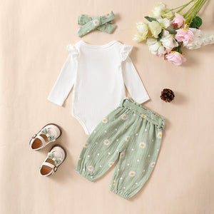 Light Green and Creamy White Polyester Pants for United States Buyers - Bowtiful Baby Set Every Season Occasion united