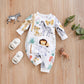 Baby Spring And Autumn One-piece Pajamas Newborn Baby Four Seasons Home Romper New Long Sleeve Inner Pullover - Snug