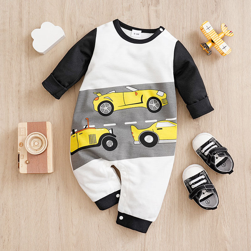 Baby Spring And Autumn One-piece Pajamas Newborn Baby Four Seasons Home Romper New Long Sleeve Inner Pullover - Snug