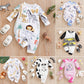 Baby Spring And Autumn One-piece Pajamas Newborn Baby Four Seasons Home Romper New Long Sleeve Inner Pullover - Snug