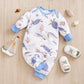 Baby Spring And Autumn One-piece Pajamas Newborn Baby Four Seasons Home Romper New Long Sleeve Inner Pullover - Snug