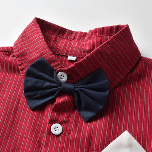 Red Striped Cotton Bow Tie for Men Suitable in United States CHF - Baby Romper Tiny Trendsetters united states chf bow