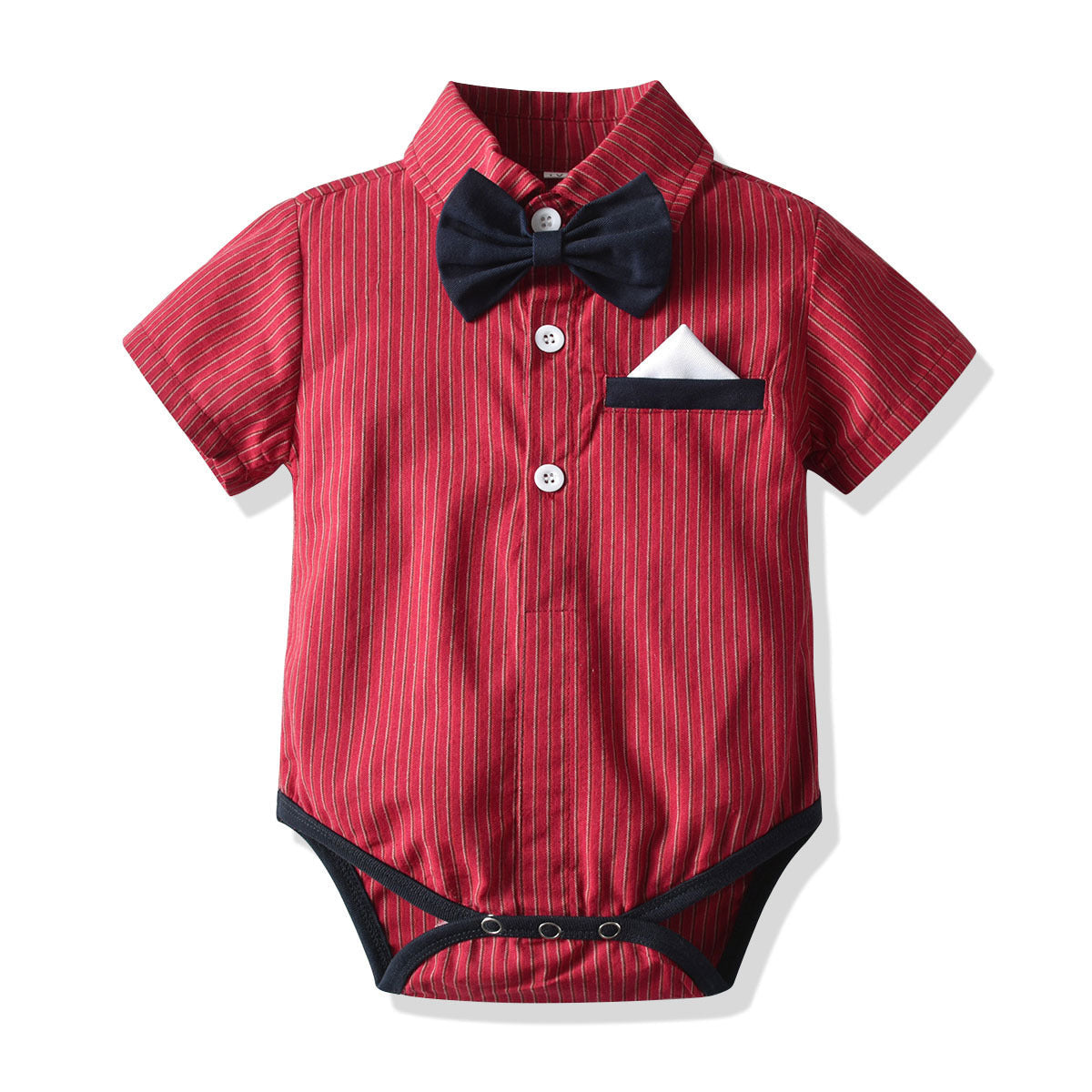 Red Striped Cotton Bow Tie for Men Suitable in United States CHF - Baby Romper Tiny Trendsetters united states chf bow