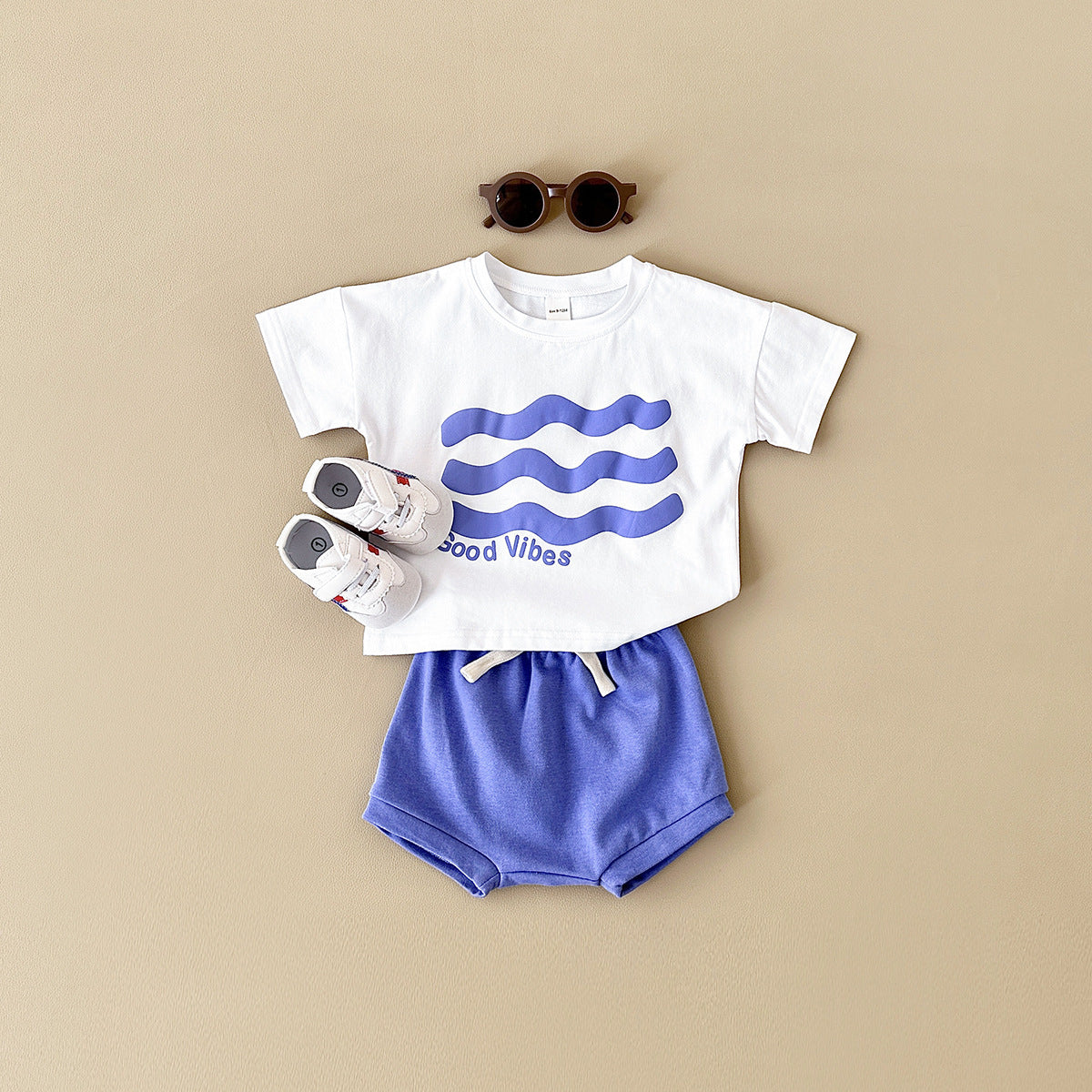 Baby Sun Print Top Casual Short Sleeve Two-piece Set - Sun’s Out Baby in Short Sleeve Two-Piece Set