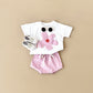 Baby Sun Print Top Casual Short Sleeve Two-piece Set - Sun’s Out Baby in Short Sleeve Two-Piece Set