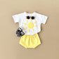 Baby Sun Print Top Casual Short Sleeve Two-piece Set - Sun’s Out Baby in Short Sleeve Two-Piece Set