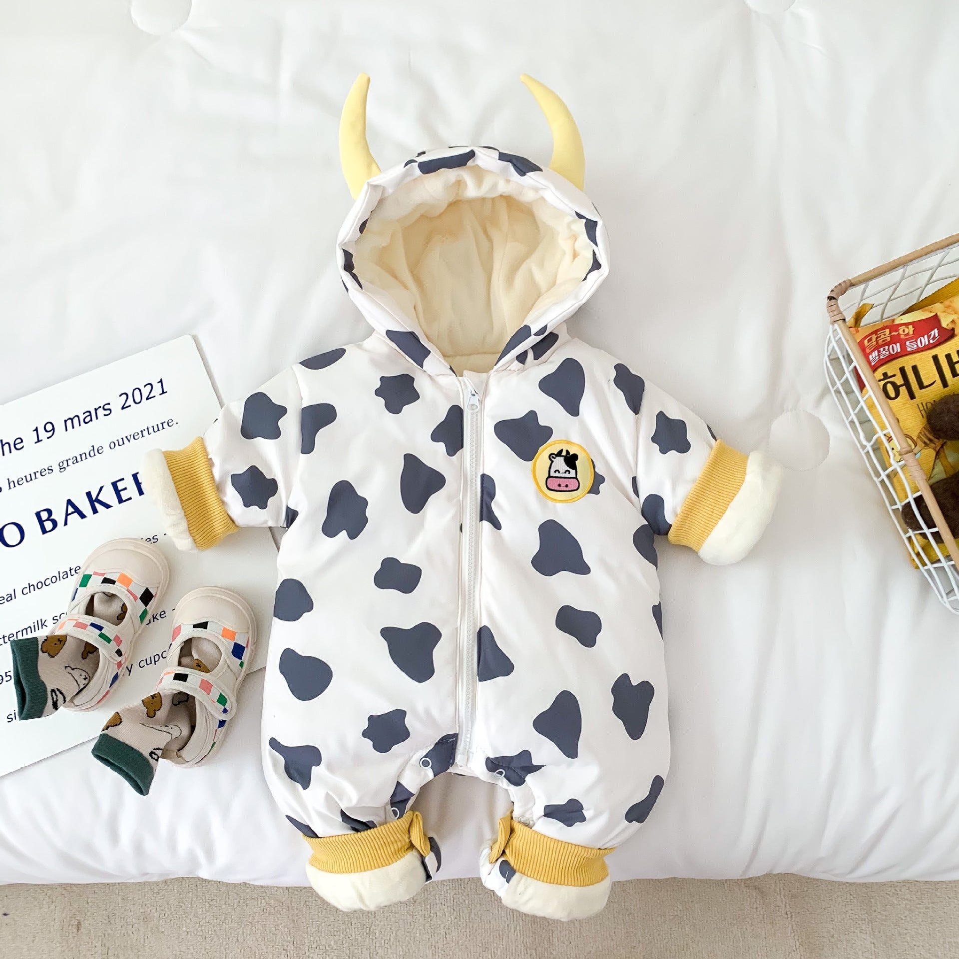 Baby Thickened Warm Jumpsuit Cotton-padded Clothes - Baby Cows Love This Silly Warm Jumpsuit