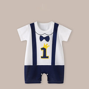 Baby Thin Short Sleeve Newborn Baby Child Jumpsuit Romper - Baby Romper: Dark Blue Short Sleeve Bow Tie Chic