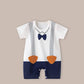 Baby Thin Short Sleeve Newborn Baby Child Jumpsuit Romper - Baby Romper: Dark Blue Short Sleeve Bow Tie Chic