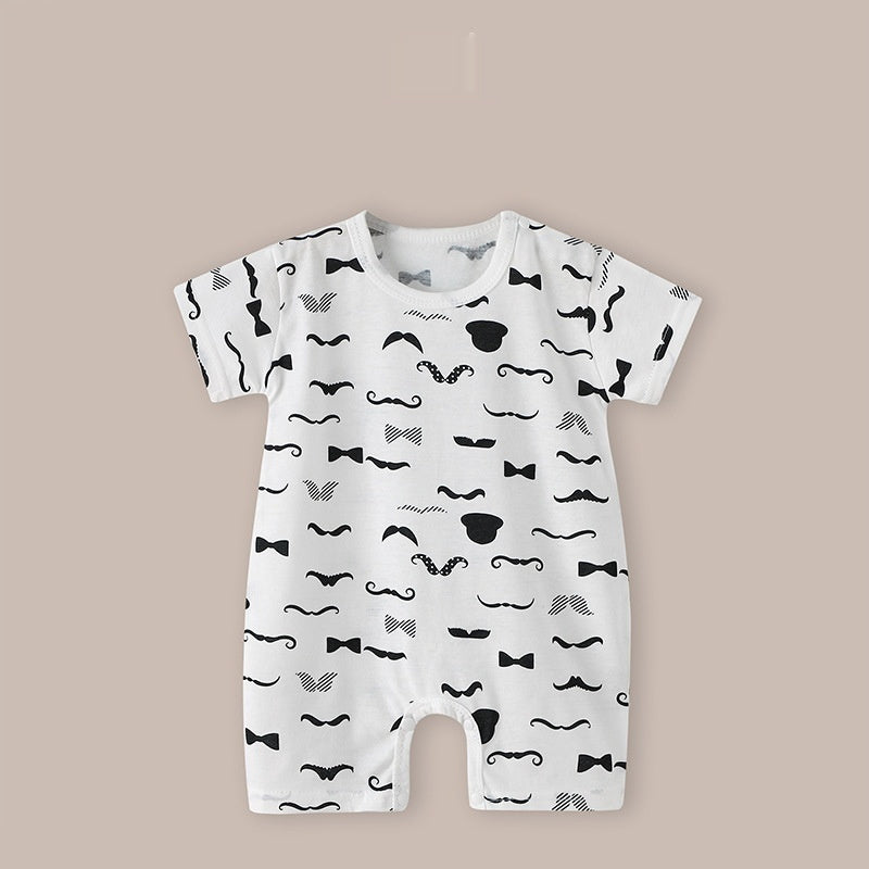 Baby Thin Short Sleeve Newborn Baby Child Jumpsuit Romper - Baby Romper: Dark Blue Short Sleeve Bow Tie Chic