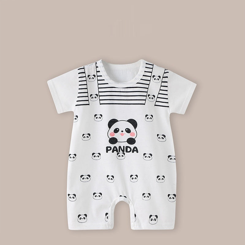 Baby Thin Short Sleeve Newborn Baby Child Jumpsuit Romper - Baby Romper: Dark Blue Short Sleeve Bow Tie Chic