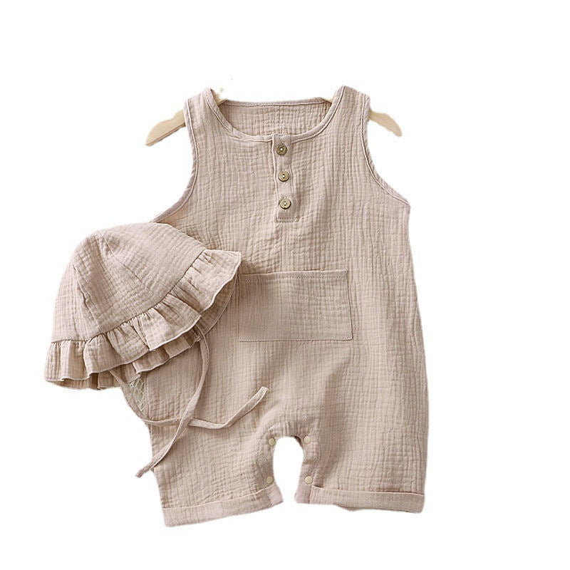 Baby Vest Short Sleeve Rompers New Cotton Double-layer Gauze - Adorable Vest Gauze Rompers for Tiny Trendsetters