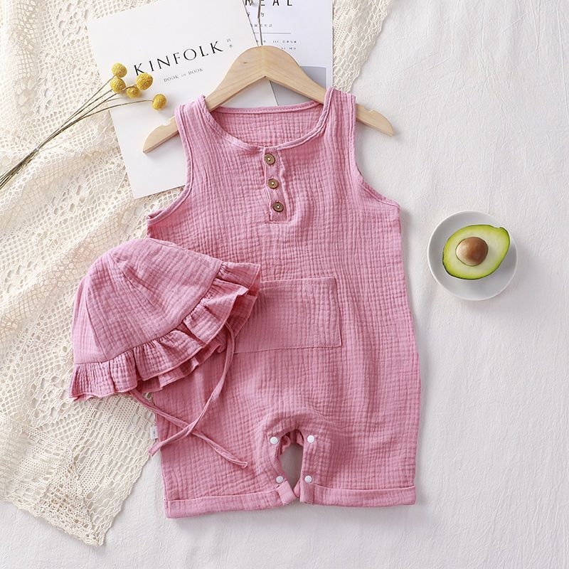 Baby Vest Short Sleeve Rompers New Cotton Double-layer Gauze - Adorable Vest Gauze Rompers for Tiny Trendsetters