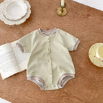 Baby Waffle Round Neck Solid Color Open Buckle Triangle Overalls - Waffle Overalls for Tiny Trendsetters and Snackers