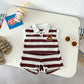 Baby Western Style Striped Lapel Bear Vest Shorts Set - Tiny Fashionista in a Bear Vest and Shorts Combo