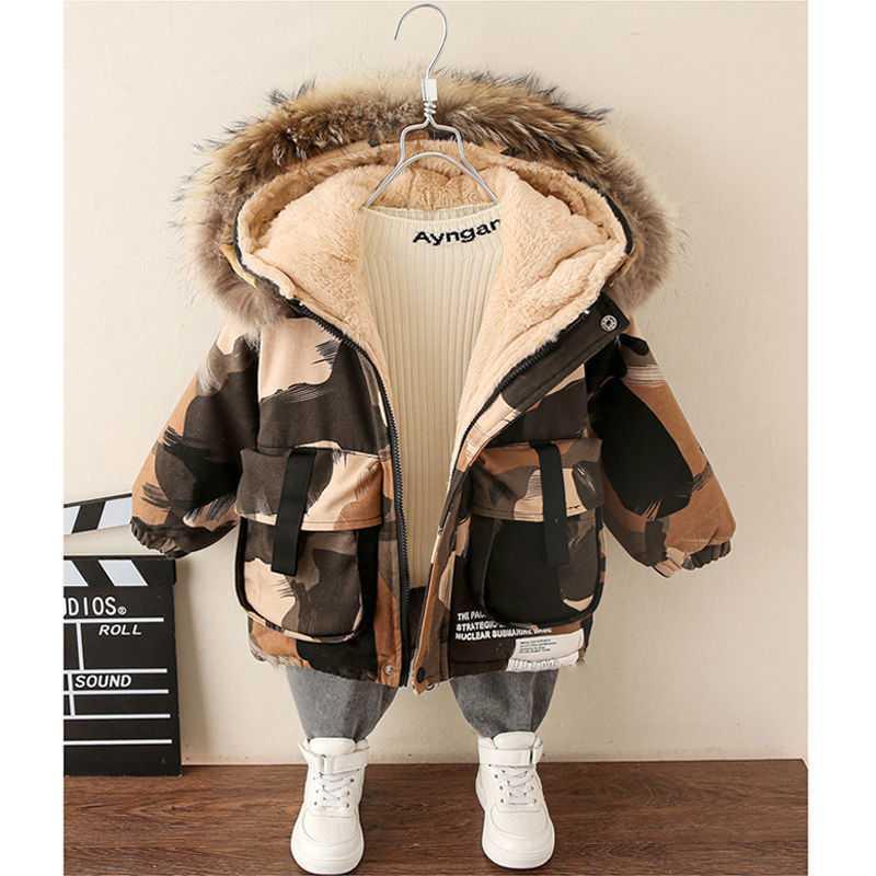 Baby Winter Camouflage Padded Cotton Jacket with Fur Collar for Boys - Teleplus baby winter camouflage padded jacket