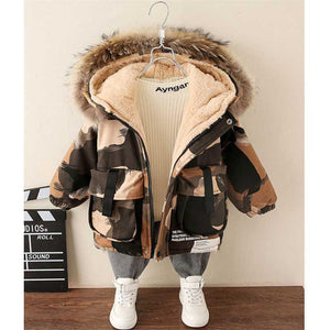 Baby Winter Camouflage Padded Cotton Jacket with Fur Collar for Boys - Teleplus baby winter camouflage padded jacket