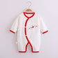 Baby’s Cotton Long-sleeved Lace-up Butterfly Jumpsuit - Baby’s Cotton Long-sleeved Jumpsuit with Red Heart