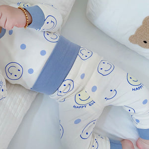 Unisex Cartoon Cotton Smiley Face Suit High Waist Brushed Fabric for the United States - Baby’s Boneless Warm Snuggly
